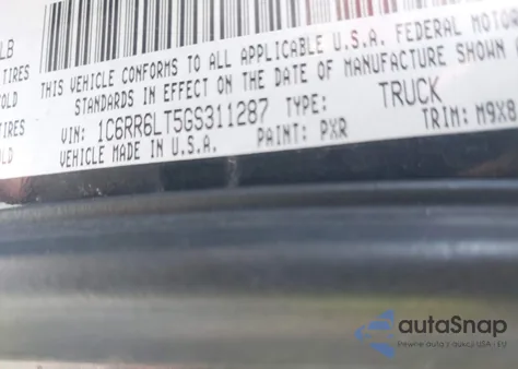 2016 Ram 1500 Lone Star z USA, uszkodzony, nr VIN 1C6RR6LT5GS311287